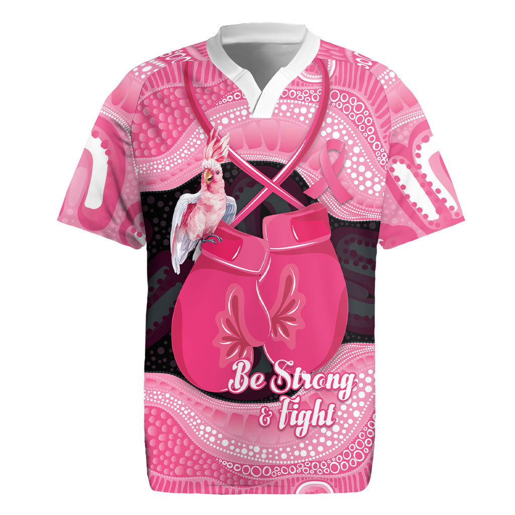 Personalised Australia Breast Cancer Awareness Rugby Jersey Pink Cockatoo Fight Boxing Gloves Aboriginal Art