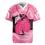 Personalised Australia Breast Cancer Awareness Rugby Jersey Pink Cockatoo Fight Boxing Gloves Aboriginal Art
