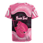 Personalised Australia Breast Cancer Awareness Rugby Jersey Pink Cockatoo Fight Boxing Gloves Aboriginal Art