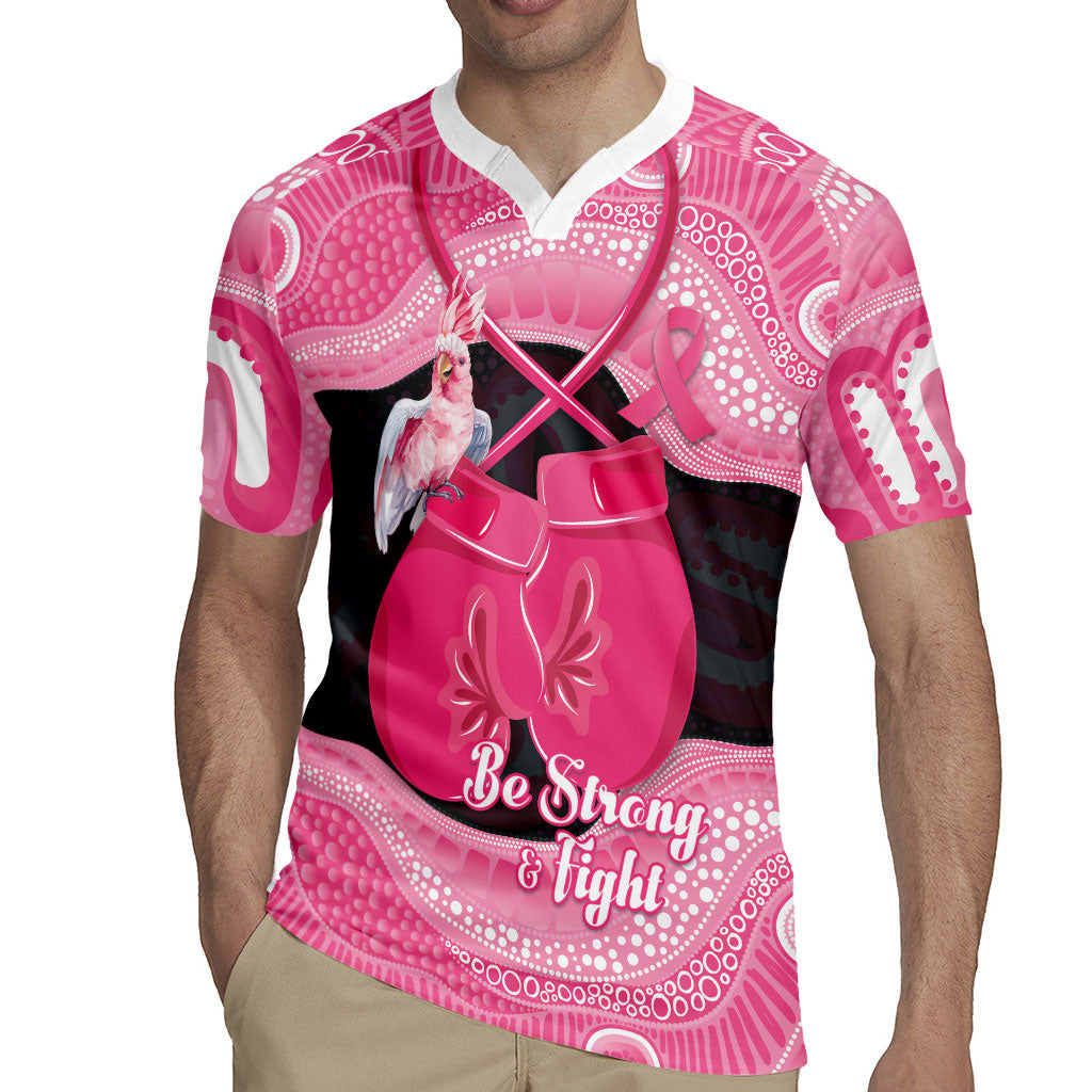 Personalised Australia Breast Cancer Awareness Rugby Jersey Pink Cockatoo Fight Boxing Gloves Aboriginal Art