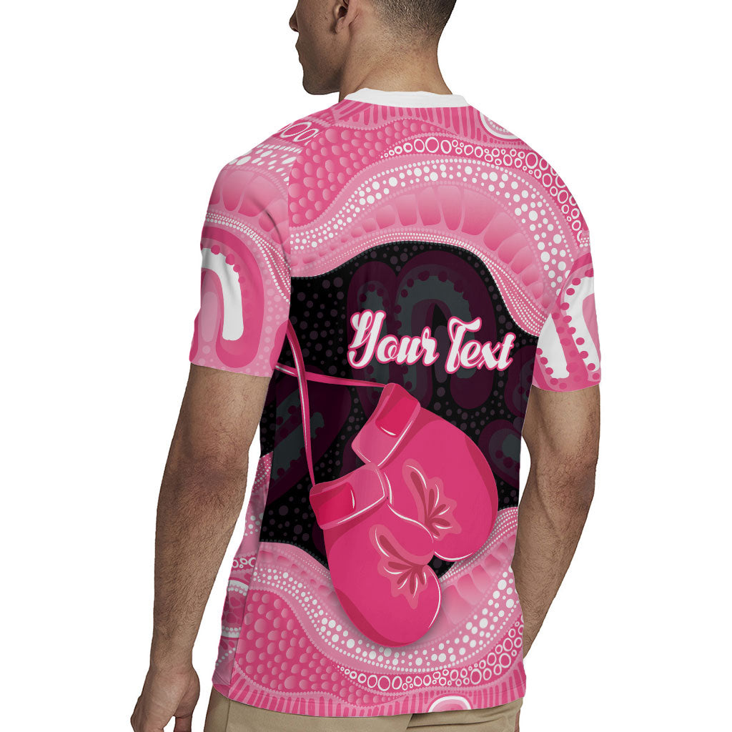 Personalised Australia Breast Cancer Awareness Rugby Jersey Pink Cockatoo Fight Boxing Gloves Aboriginal Art