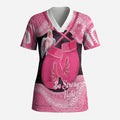 Personalised Australia Breast Cancer Awareness Scrub Top Pink Cockatoo Fight Boxing Gloves Aboriginal Art