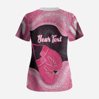 Personalised Australia Breast Cancer Awareness Scrub Top Pink Cockatoo Fight Boxing Gloves Aboriginal Art