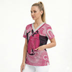 Personalised Australia Breast Cancer Awareness Scrub Top Pink Cockatoo Fight Boxing Gloves Aboriginal Art