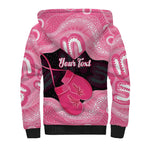 Personalised Australia Breast Cancer Awareness Sherpa Hoodie Pink Cockatoo Fight Boxing Gloves Aboriginal Art