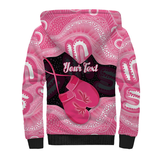 Personalised Australia Breast Cancer Awareness Sherpa Hoodie Pink Cockatoo Fight Boxing Gloves Aboriginal Art