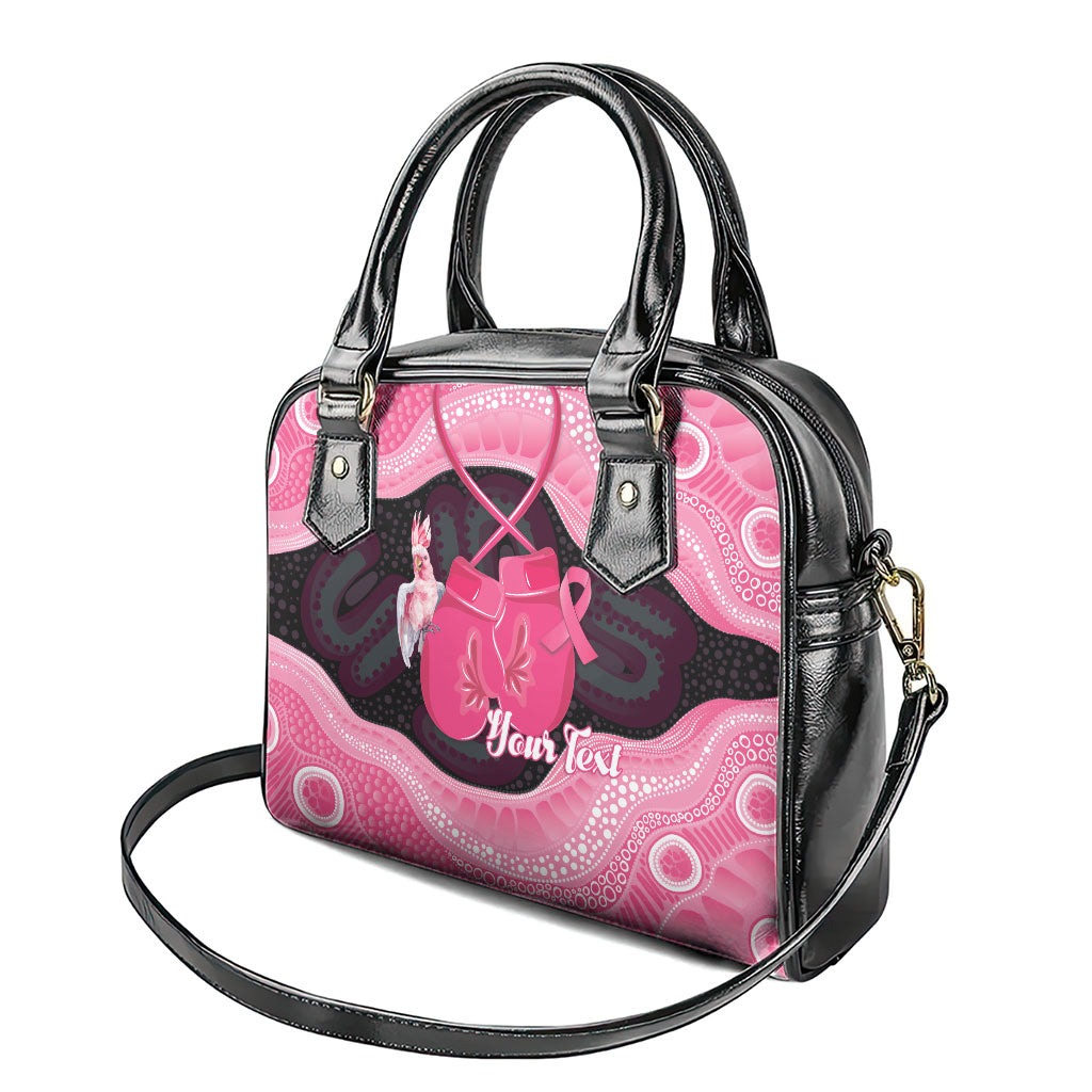 Personalised Australia Breast Cancer Awareness Shoulder Handbag Pink Cockatoo Fight Boxing Gloves Aboriginal Art