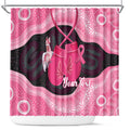 Personalised Australia Breast Cancer Awareness Shower Curtain Pink Cockatoo Fight Boxing Gloves Aboriginal Art