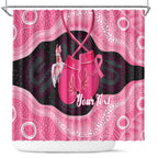 Personalised Australia Breast Cancer Awareness Shower Curtain Pink Cockatoo Fight Boxing Gloves Aboriginal Art