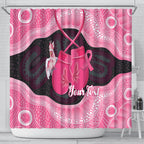 Personalised Australia Breast Cancer Awareness Shower Curtain Pink Cockatoo Fight Boxing Gloves Aboriginal Art