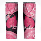 Personalised Australia Breast Cancer Awareness Skinny Tumbler Pink Cockatoo Fight Boxing Gloves Aboriginal Art