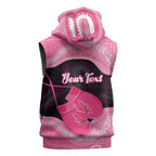 Personalised Australia Breast Cancer Awareness Sleeveless Hoodie Pink Cockatoo Fight Boxing Gloves Aboriginal Art