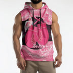 Personalised Australia Breast Cancer Awareness Sleeveless Hoodie Pink Cockatoo Fight Boxing Gloves Aboriginal Art