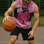 Personalised Australia Breast Cancer Awareness Sleeveless Hoodie Pink Cockatoo Fight Boxing Gloves Aboriginal Art