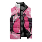 Personalised Australia Breast Cancer Awareness Sleeveless Puffer Jacket Pink Cockatoo Fight Boxing Gloves Aboriginal Art