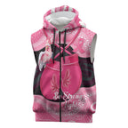Personalised Australia Breast Cancer Awareness Sleeveless Zip Hoodie Pink Cockatoo Fight Boxing Gloves Aboriginal Art