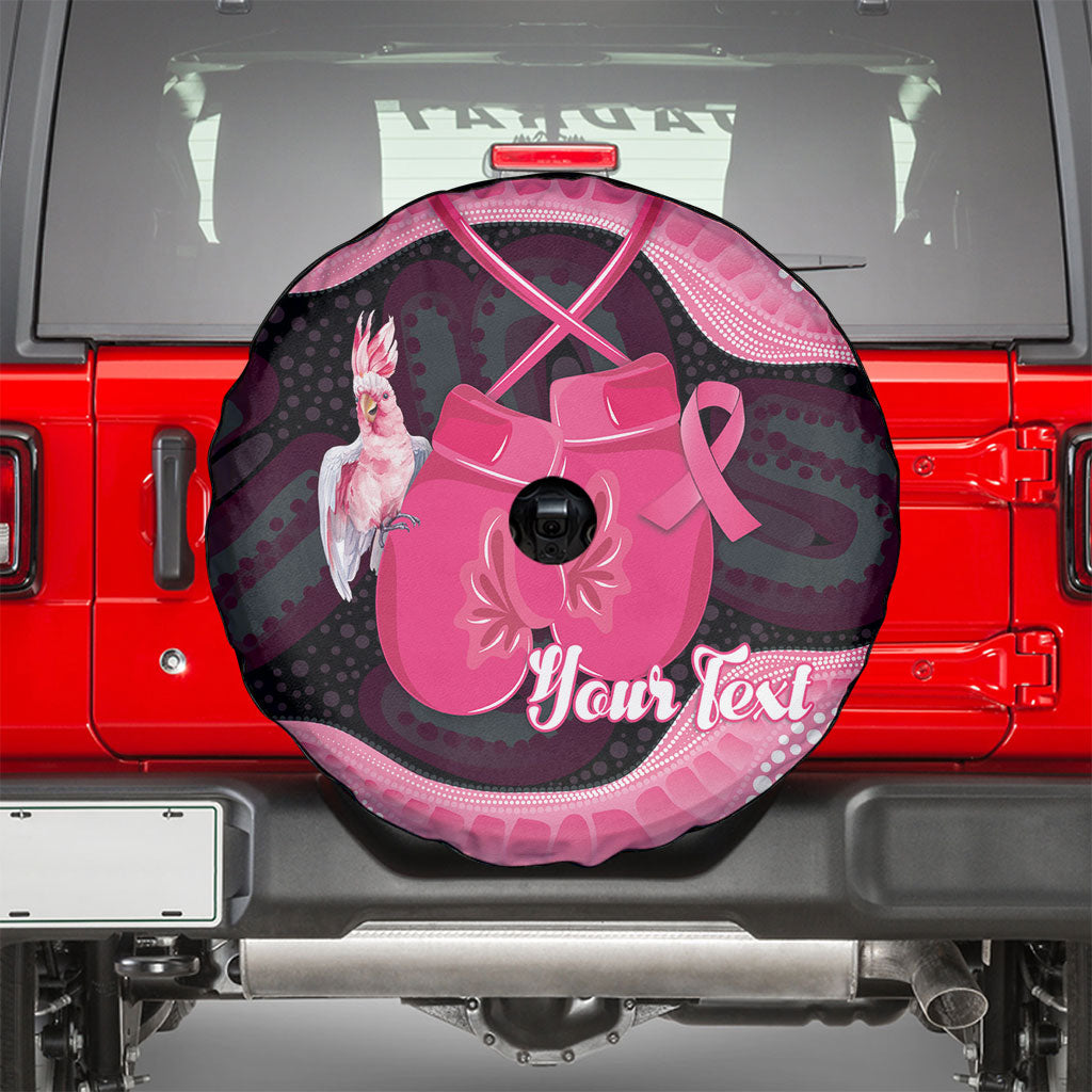 Personalised Australia Breast Cancer Awareness Spare Tire Cover Pink Cockatoo Fight Boxing Gloves Aboriginal Art