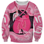 Personalised Australia Breast Cancer Awareness Sweatshirt Pink Cockatoo Fight Boxing Gloves Aboriginal Art