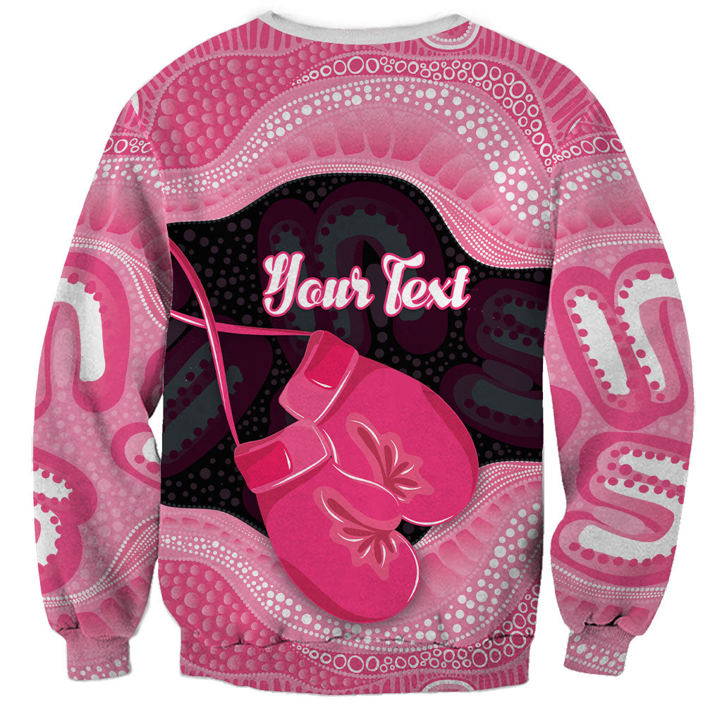 Personalised Australia Breast Cancer Awareness Sweatshirt Pink Cockatoo Fight Boxing Gloves Aboriginal Art