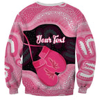Personalised Australia Breast Cancer Awareness Sweatshirt Pink Cockatoo Fight Boxing Gloves Aboriginal Art