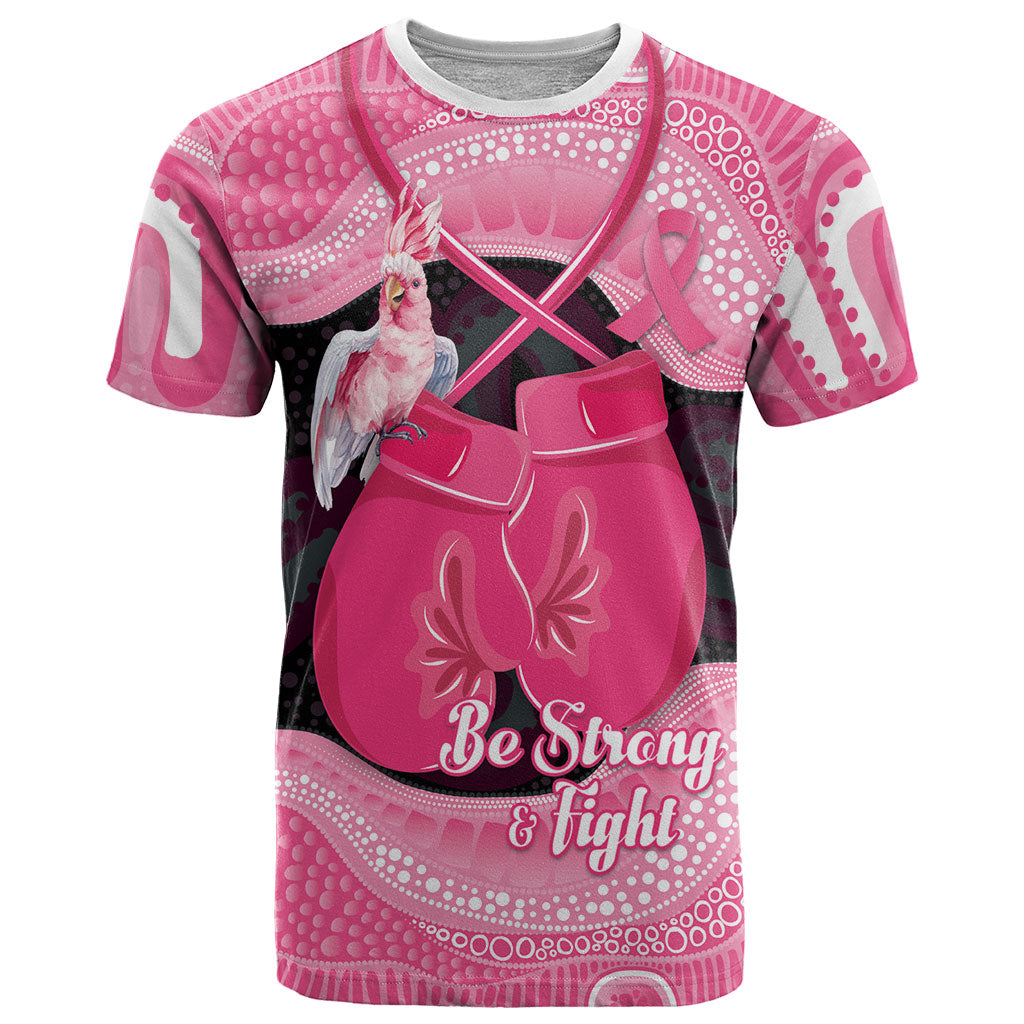 Personalised Australia Breast Cancer Awareness T Shirt Pink Cockatoo Fight Boxing Gloves Aboriginal Art