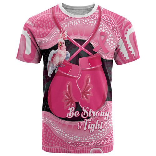 Personalised Australia Breast Cancer Awareness T Shirt Pink Cockatoo Fight Boxing Gloves Aboriginal Art