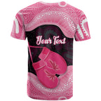 Personalised Australia Breast Cancer Awareness T Shirt Pink Cockatoo Fight Boxing Gloves Aboriginal Art
