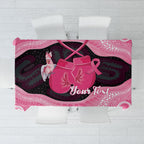 Personalised Australia Breast Cancer Awareness Tablecloth Pink Cockatoo Fight Boxing Gloves Aboriginal Art