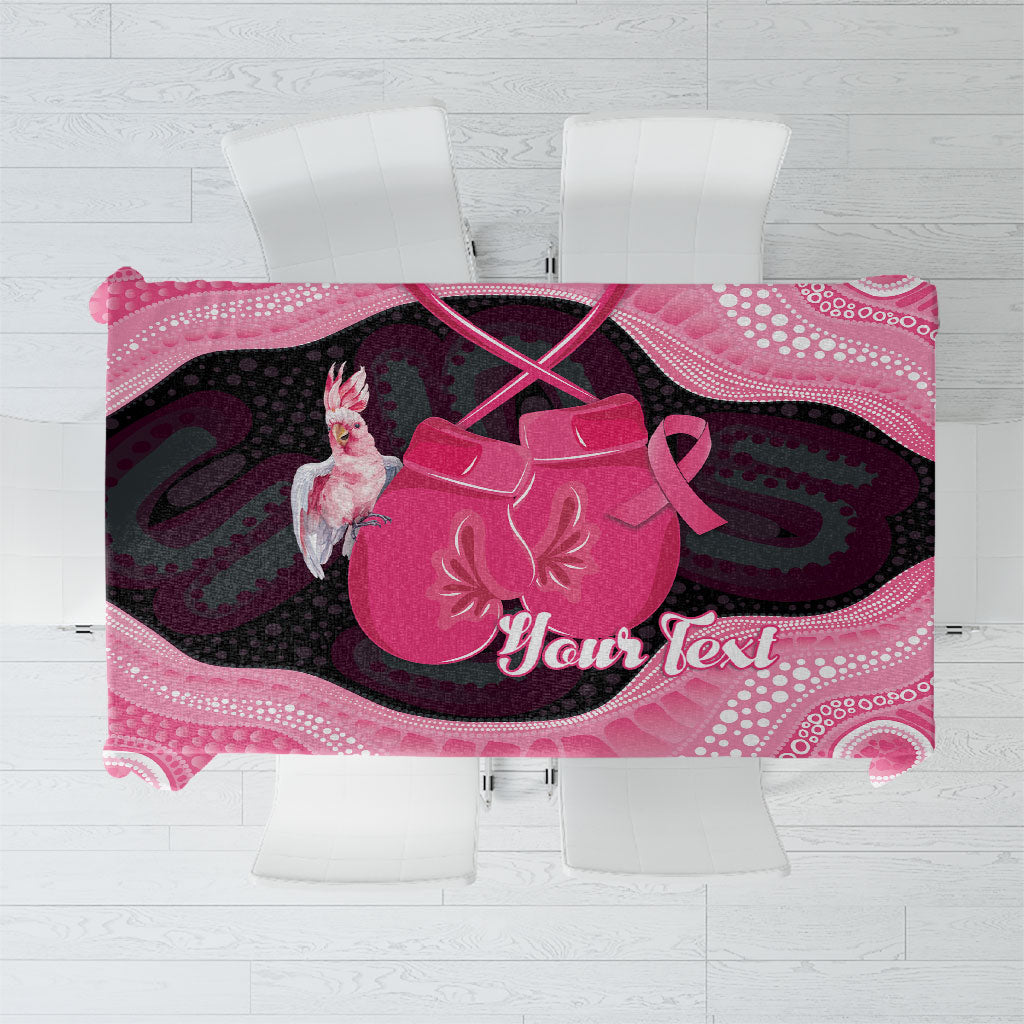 Personalised Australia Breast Cancer Awareness Tablecloth Pink Cockatoo Fight Boxing Gloves Aboriginal Art