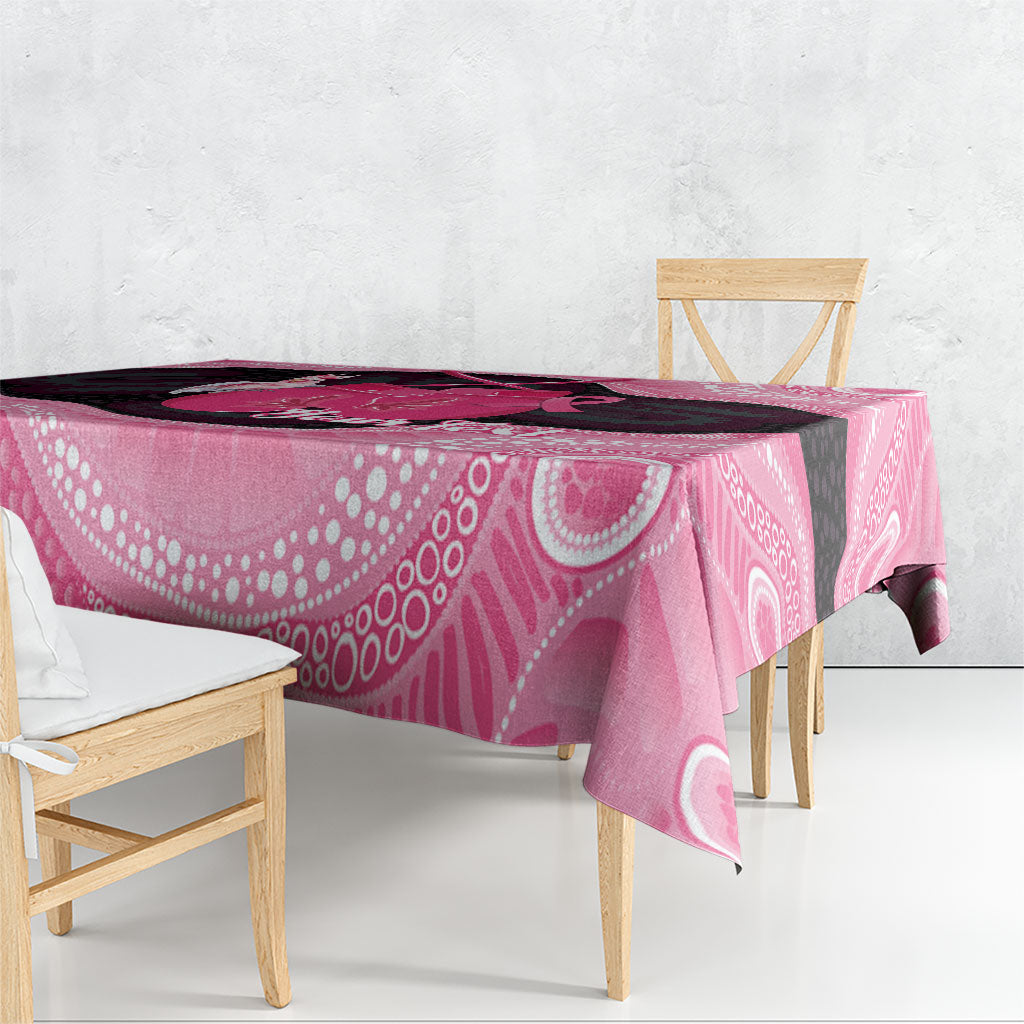 Personalised Australia Breast Cancer Awareness Tablecloth Pink Cockatoo Fight Boxing Gloves Aboriginal Art