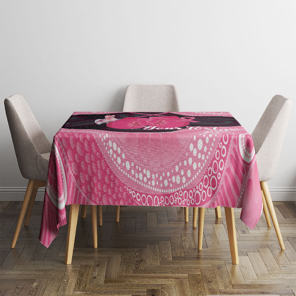 Personalised Australia Breast Cancer Awareness Tablecloth Pink Cockatoo Fight Boxing Gloves Aboriginal Art