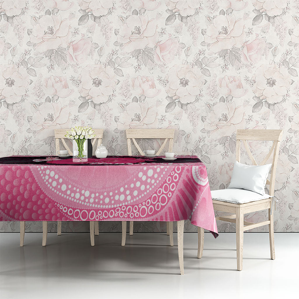 Personalised Australia Breast Cancer Awareness Tablecloth Pink Cockatoo Fight Boxing Gloves Aboriginal Art