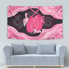 Personalised Australia Breast Cancer Awareness Tapestry Pink Cockatoo Fight Boxing Gloves Aboriginal Art