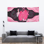 Personalised Australia Breast Cancer Awareness Tapestry Pink Cockatoo Fight Boxing Gloves Aboriginal Art