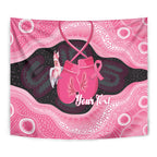 Personalised Australia Breast Cancer Awareness Tapestry Pink Cockatoo Fight Boxing Gloves Aboriginal Art