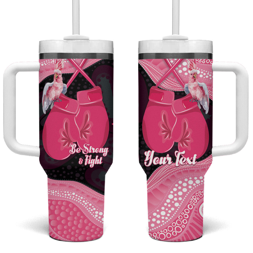 Personalised Australia Breast Cancer Awareness Tumbler With Handle Pink Cockatoo Fight Boxing Gloves Aboriginal Art