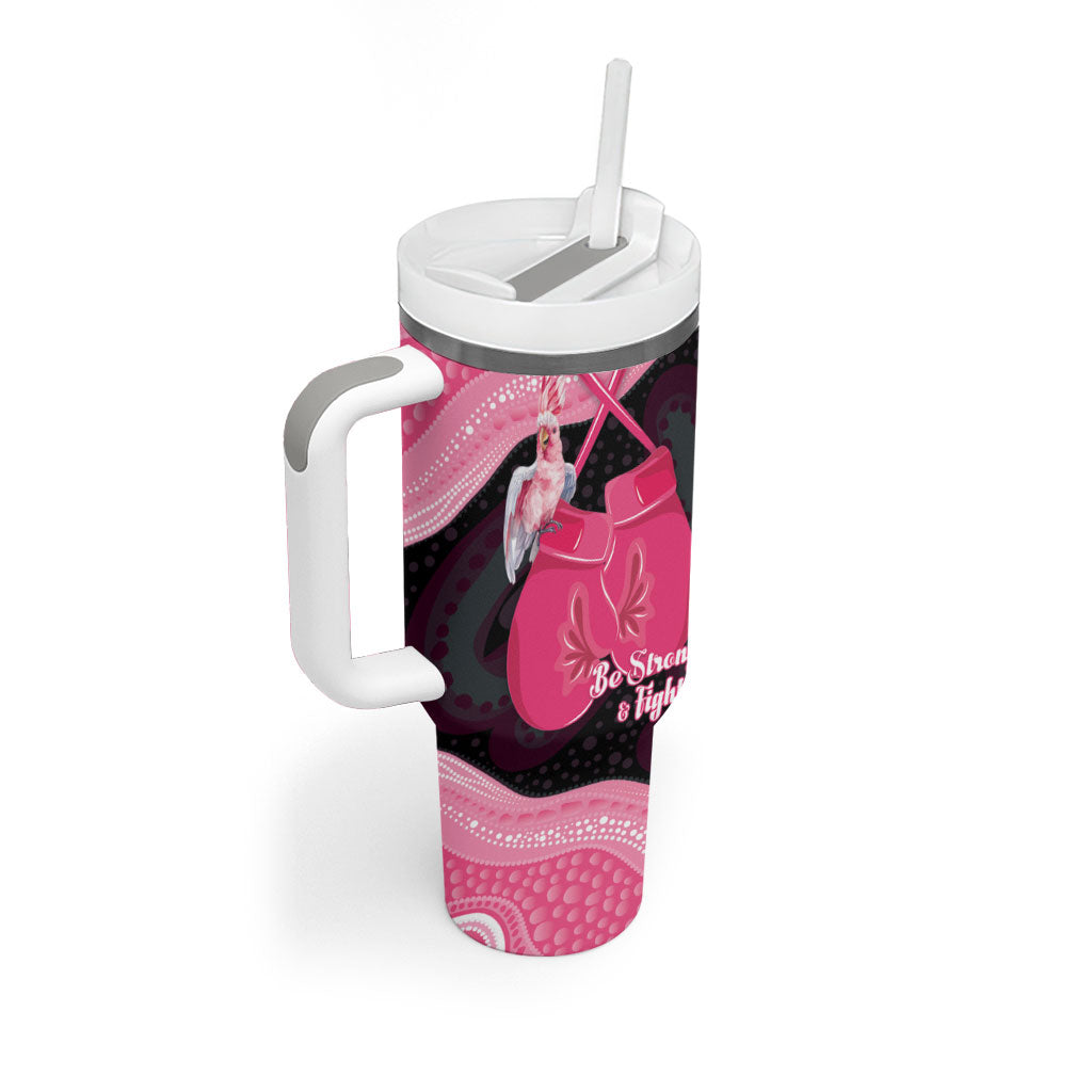 Personalised Australia Breast Cancer Awareness Tumbler With Handle Pink Cockatoo Fight Boxing Gloves Aboriginal Art