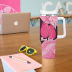 Personalised Australia Breast Cancer Awareness Tumbler With Handle Pink Cockatoo Fight Boxing Gloves Aboriginal Art