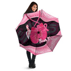 Personalised Australia Breast Cancer Awareness Umbrella Pink Cockatoo Fight Boxing Gloves Aboriginal Art
