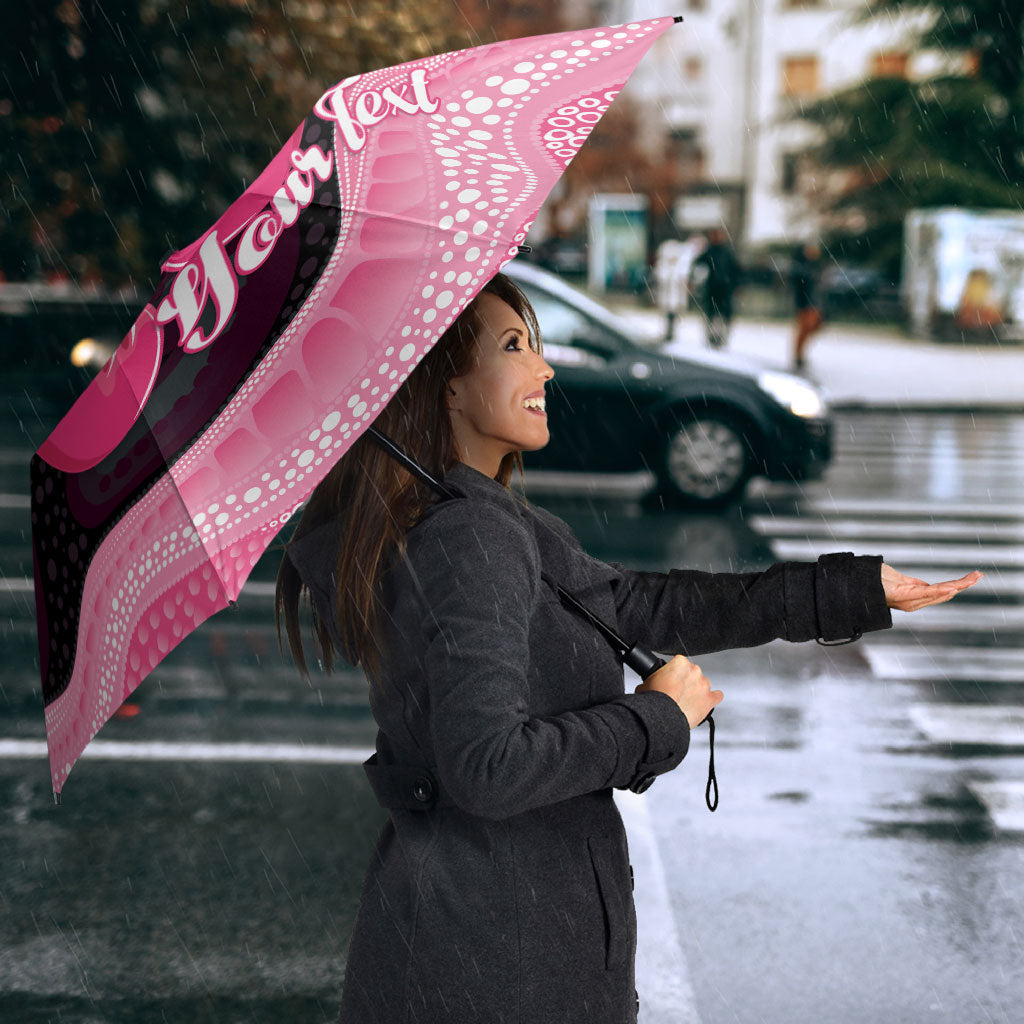 Personalised Australia Breast Cancer Awareness Umbrella Pink Cockatoo Fight Boxing Gloves Aboriginal Art