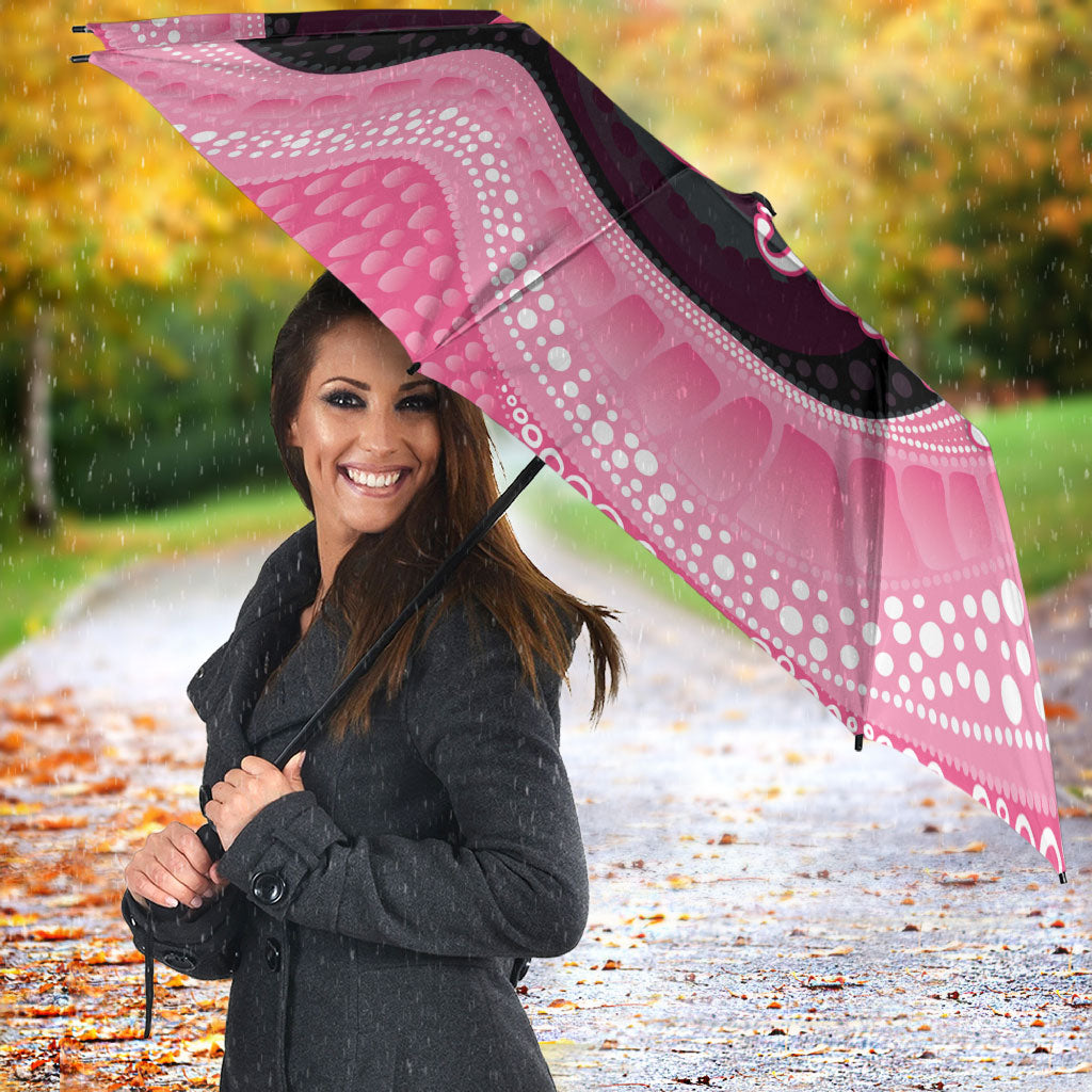 Personalised Australia Breast Cancer Awareness Umbrella Pink Cockatoo Fight Boxing Gloves Aboriginal Art