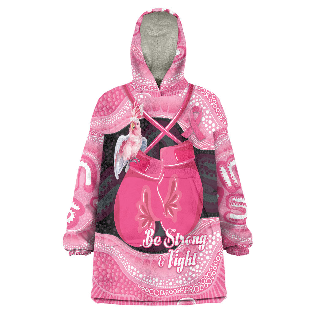 Personalised Australia Breast Cancer Awareness Wearable Blanket Hoodie Pink Cockatoo Fight Boxing Gloves Aboriginal Art