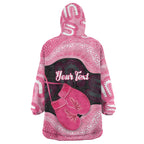 Personalised Australia Breast Cancer Awareness Wearable Blanket Hoodie Pink Cockatoo Fight Boxing Gloves Aboriginal Art