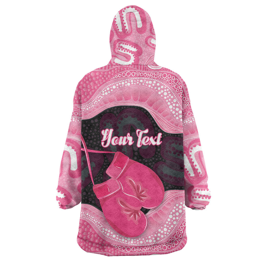 Personalised Australia Breast Cancer Awareness Wearable Blanket Hoodie Pink Cockatoo Fight Boxing Gloves Aboriginal Art