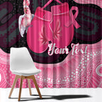 Personalised Australia Breast Cancer Awareness Window Curtain Pink Cockatoo Fight Boxing Gloves Aboriginal Art