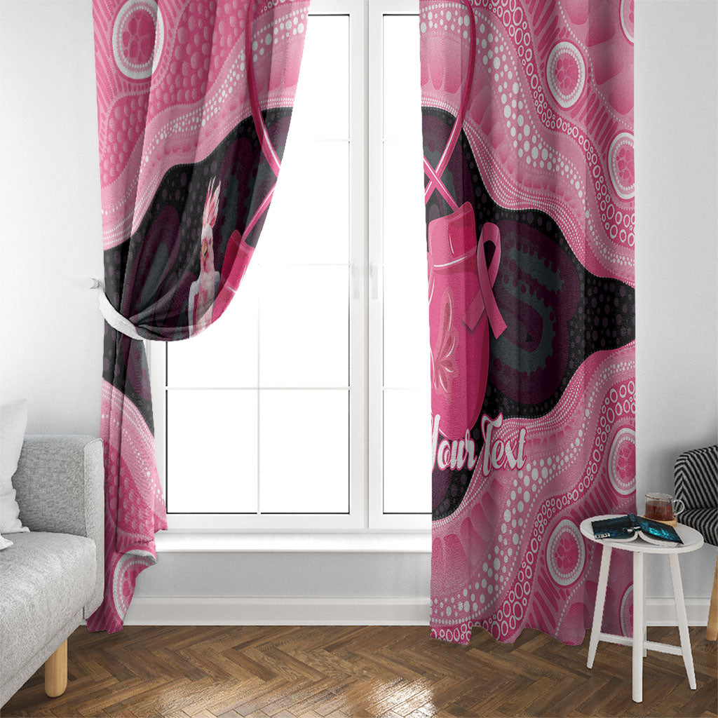 Personalised Australia Breast Cancer Awareness Window Curtain Pink Cockatoo Fight Boxing Gloves Aboriginal Art