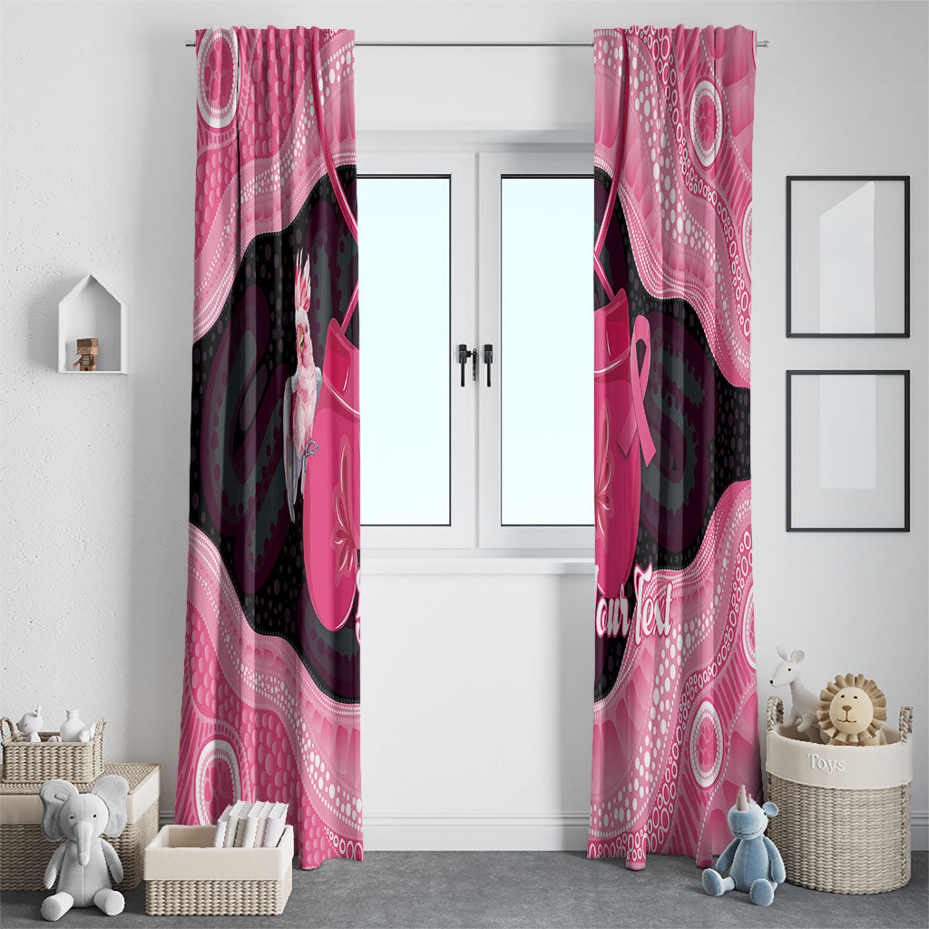 Personalised Australia Breast Cancer Awareness Window Curtain Pink Cockatoo Fight Boxing Gloves Aboriginal Art