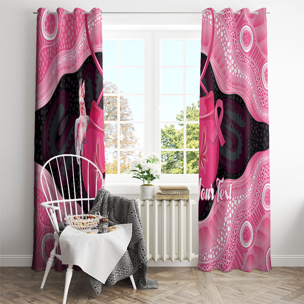 Personalised Australia Breast Cancer Awareness Window Curtain Pink Cockatoo Fight Boxing Gloves Aboriginal Art