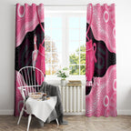 Personalised Australia Breast Cancer Awareness Window Curtain Pink Cockatoo Fight Boxing Gloves Aboriginal Art
