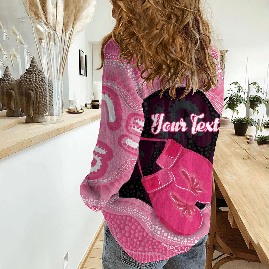 Personalised Australia Breast Cancer Awareness Women Casual Shirt Pink Cockatoo Fight Boxing Gloves Aboriginal Art